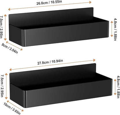 Magnetic Spice Rack for Refrigerator, Kitchen Organizer and Storage Shelf, Black (2 Pack)…
