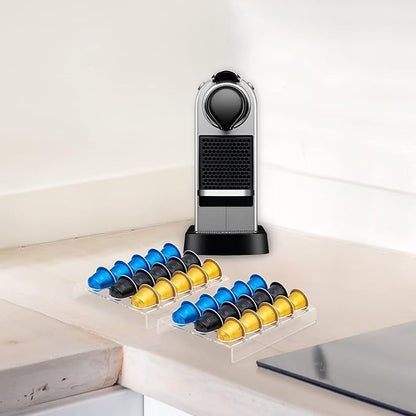 SUMERFLOS 2 Pack Acrylic Clear Coffee Pod Holder Organizer Tray, Coffee Pod Organizer for 15 OriginalLine Pods, Countertop or In Drawer Storage for Office, Home or Kitchen - 30 Pods