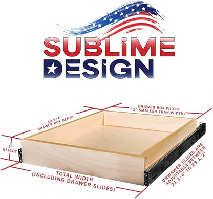 Sublime Design - Standard Size - Pull Out Kitchen Drawers | Slide Out Shelves for Kitchen Cabinets | Pull Out Home Organizer (Bottom Mounting, 14 Inch W/Drawer Slides (13” Drawer Box))