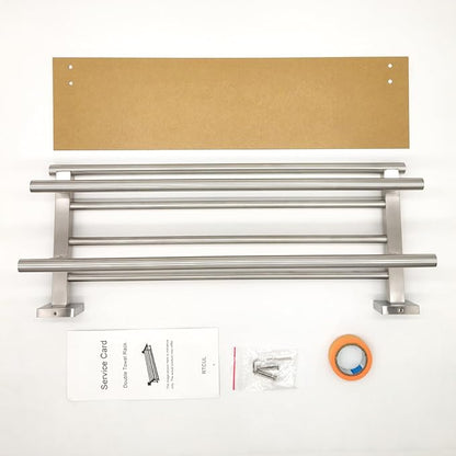Towel Rack for Bathroom 20 Inch Wall Mounted Towel Rack Brushed Nickel Towel Shelf with Double Towel Bar SUS304 Stainless Steel Towel Holder for Bathroom Wall Hotel Towel Rail