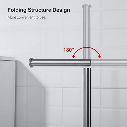 BAGNOLUX Bathroom Toilet Paper Holder Stand with Reserve, SUS304 Stainless Steel Rustproof Pedestal Tissue Roll Holder Heavy Duty, Brushed Nickel