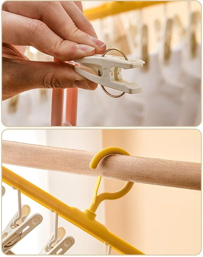 gofidin 2 Pack Drying Sock Rack Windproof Clothes Rack Multi Clip Dormitory Hanging Clothes Drying Racks Underwear Socks Holder