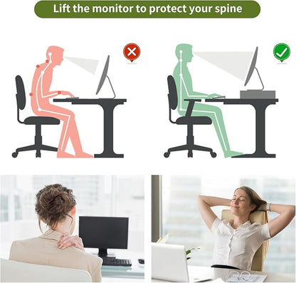 gianotter Desk Organizers and Accessories, Monitor Stand with Drawer and 2 Pen Holder, Desktop Organizer Suitable for Offices and Dormitories (White)