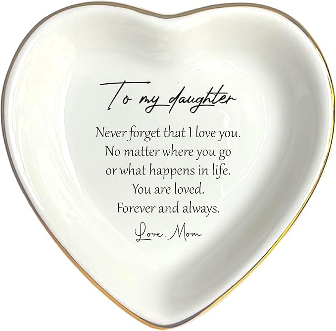 HatafaFurni To My Daughter Gift, Ceramic Ring Dish For Girl Bride From Mom, Jewelry Dish, Jewelry Holder, Trinket Tray, Birthday Gift, Daughter Present, Wedding Gift, Mother And Daughter Gifts