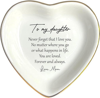 HatafaFurni To My Daughter Gift, Ceramic Ring Dish For Girl Bride From Mom, Jewelry Dish, Jewelry Holder, Trinket Tray, Birthday Gift, Daughter Present, Wedding Gift, Mother And Daughter Gifts