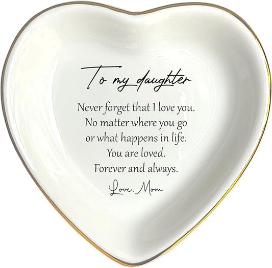 HatafaFurni To My Daughter Gift, Ceramic Ring Dish For Girl Bride From Mom, Jewelry Dish, Jewelry Holder, Trinket Tray, Birthday Gift, Daughter Present, Wedding Gift, Mother And Daughter Gifts