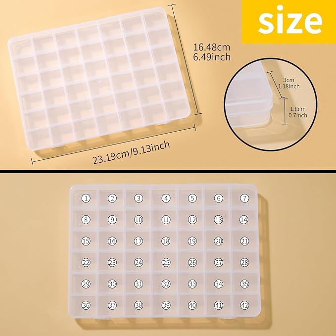 42 Grids Plastic Bead Organizer Beads Storage Containers Bead Holder Organizer Clear Storage Dividers Box for Jewelry Arts and Crafts