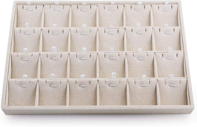 Oirlv Stockable 24 Grids Insert Jewelry Tray Pendant Earrings Storage Trays Showcase Display Organizer