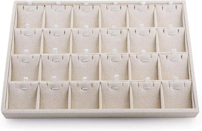 Oirlv Stockable 24 Grids Insert Jewelry Tray Pendant Earrings Storage Trays Showcase Display Organizer