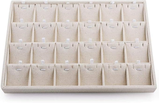 Oirlv Stockable 24 Grids Insert Jewelry Tray Pendant Earrings Storage Trays Showcase Display Organizer