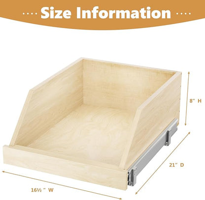Pull Out Cabinet Organizer, Slide Out Wood Drawer Shelf, Pull Out Drawers for Cabinets, 8" High Beveled Pull Out Organizers for Kitchen Pantry, 16½" W×21" D
