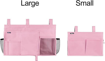 Surblue Caddy Hanging Organizer Bedside Storage Bag for Bunk and Hospital Beds, Pink, Small