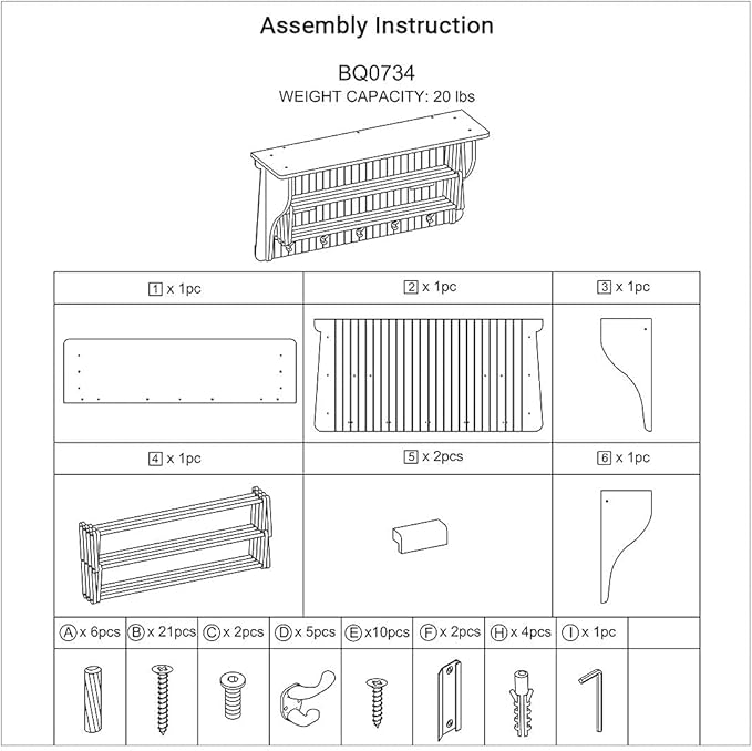 Danya B Accordion Clothes Drying Rack, Retractable, Wall Mounted Towel Rack and Hooks for Clothes and Towels for use in Laundry Room or Garage (White)