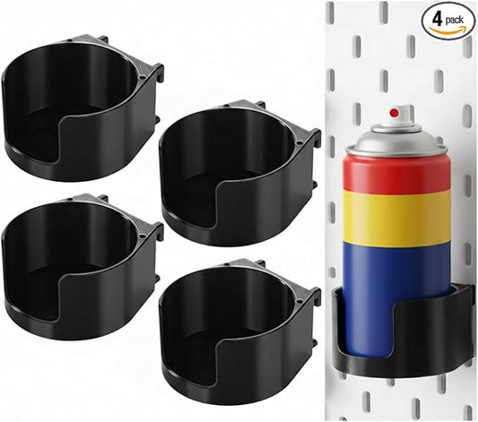 LemonRoad 4 Pcs Pegboard Spray Can Holder Pegboard Accessories Wall Organize Peg Board Bins Bottle Holder, 2.6 Inch Diameter Spray Can Cup for Peg Board Storage Garage Workspace Wall Kitchen