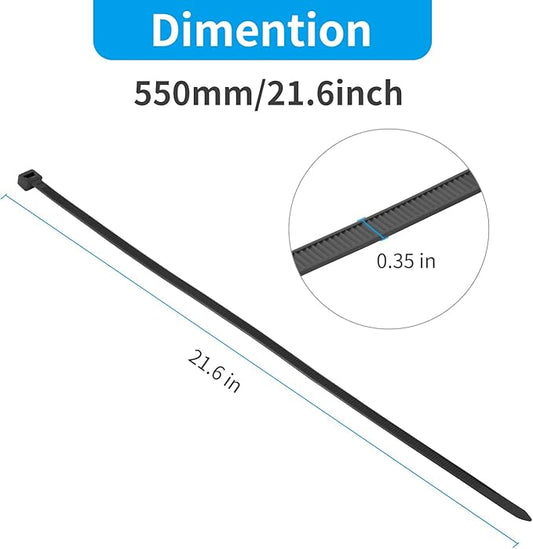 XINGO 22 inch White Zip Ties Heavy Duty 100 PCS, 200 LBSUltra Strong Plastic Wire Ties, Large Cable Ties Extra Long Tie Wraps, Indoor and Outdoor UV Resistant
