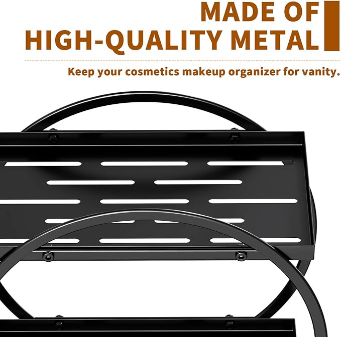 YIWANFW Bathroom Counter Organizer, Black Perfume Organizer for Dresser, 2 Tier Bathroom Organizer Countertop, Vanity Makeup Organizers, Skincare Display Tray for Bathroom Sink Storage