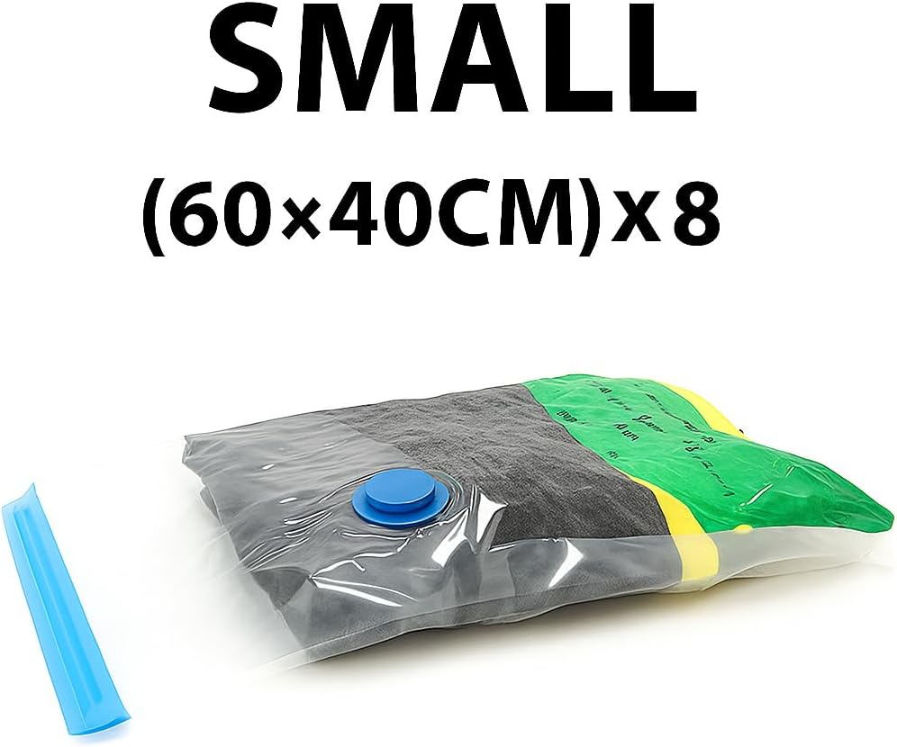 LICOZYVE Vacuum Storage Bags for Travel and Home,8 Pack Vacuum Seal Bags for Clothing,(with Hand Pump, Small 40 * 60)