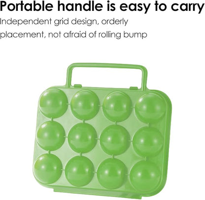 2 PCs Portable Egg Carrier with Handle, 24 Grids Egg Container for Camping, Travel, Outdoor Hiking, Picnic(Green and Blue) Gift: 2 x Flowers