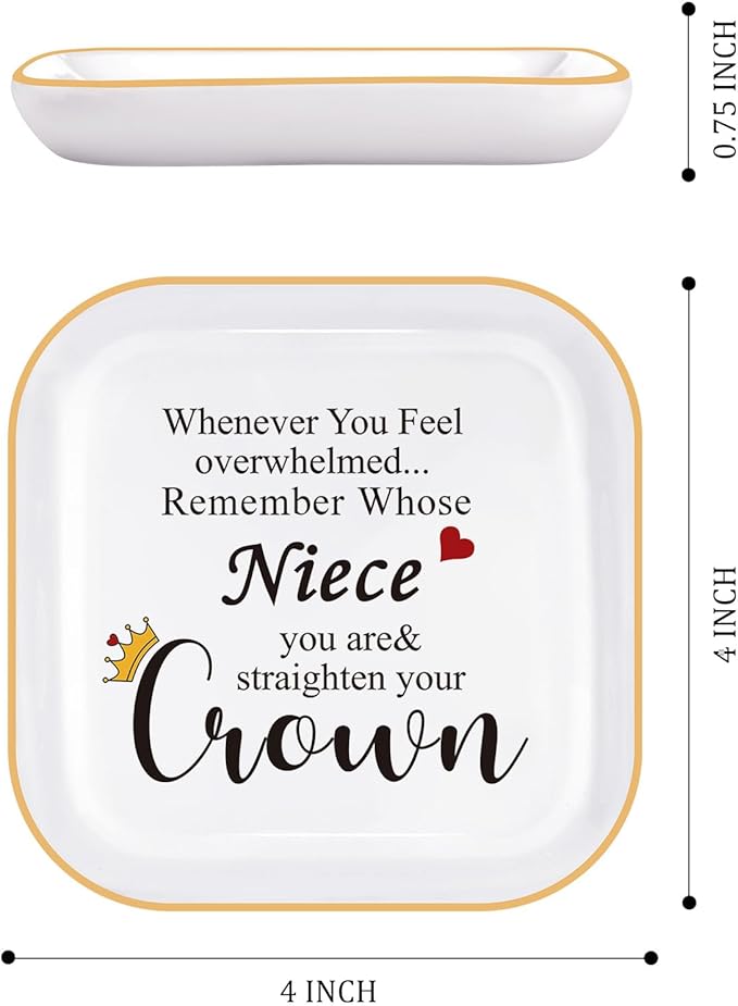 PUDDING CABIN Niece Gifts from Auntie, Jewelry Ring Holder Dish, Remember Whose Niece You Are, Birthday Mothers Day Gift