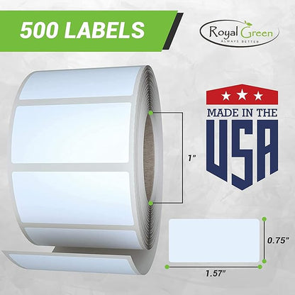 Royal Green Rectangular Color Coding Sticker Roll - Write On Labels for Folders & Organizing, 1.57" x 0.75" Stickers to Write On Name Tags for Office Supplies & Organization, 500-Pack (Olive Green).