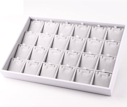 Oirlv Velvet Stackable Jewelry Trays Pendant Display Organizer Storage Tray (24 Grids Pendant)