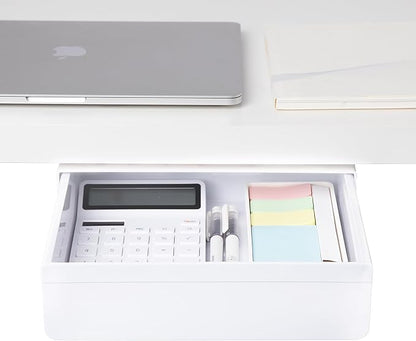Under Desk Drawer - Large Under Table Hidden Drawer Desk Accessories & Workspace Organizers Desktop Storage Pencil Slide Out Organizer with Screw Adhesive Tape Shelf Tray at Office