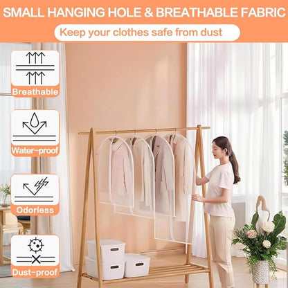 Clear Garment Bags for Hanging Clothes Travel (Set of 12) Suit Bags for Closet Storage Clothes Storage Bags Closet Cover for Open Closet with Zipper for Coats, Jackets, Shirts