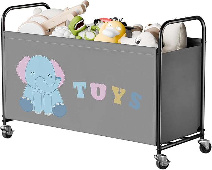 GRANNY SAYS Toy Box for Boys Girls, Extra Large Toy Chest Storage with Wheels, Metal Kids Toy Storage Organizer for Living Room Storage, 135L Toy Bins for Kids Organizer Stuffed Animals, Grey