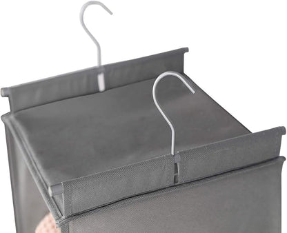 MAX Houser 5 Shelf Hanging Closet Organizer,Space Saver, Closet Hanging Shelves with (4) Side Pockets,Foldable,Light Grey