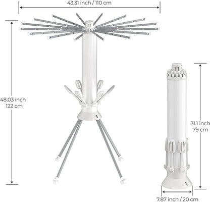 Clothes Drying Rack 4-Legged, Foldable Laundry Drying Racks with Anti-Slip Holes and 4 Pulleys, Shoe Dryer Rack, Outdoor Portable Drying Rack Clothing, Indoor Dry Rack for Clothes, Shoes, Towel