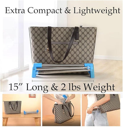 Portable Garment Rack Extra Compact and Lightweight, Foldable Mini Drying Clothe Rack for Travel, Camping, Laundry, Dance, Indoor, Outdoor (Enhanced (Longer & Thicker) + 10 Foldable Hangers)