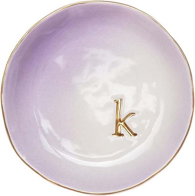 COLLECTIVE HOME - Ceramic Jewelry Tray, Decorative Trinket Dish for Rings Earrings Necklaces Bracelet Watch Keys, Birthday Mother's Day Christmas Gift for Women, 4.75", Colored Surface (K)