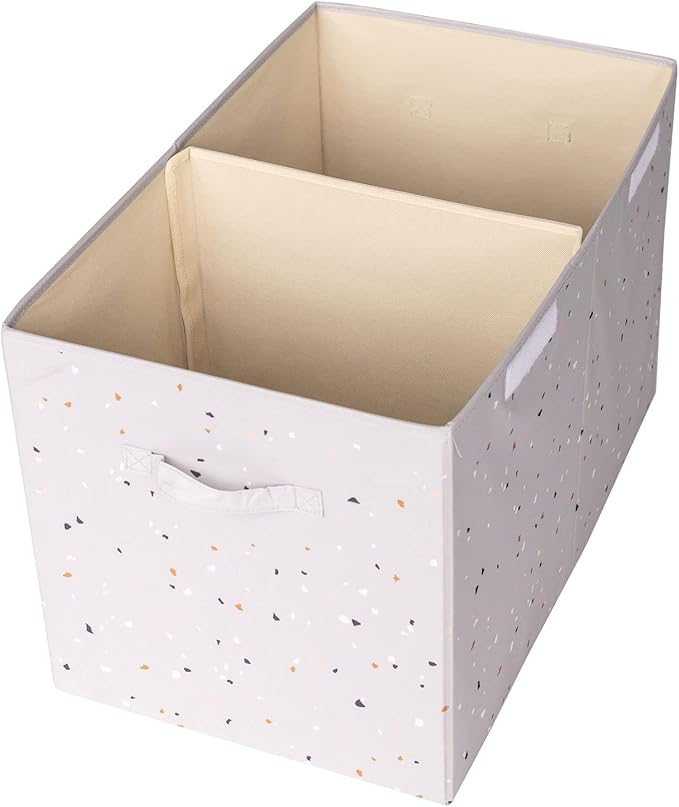 3 Sprouts Recycled Fabric Toy Chest Storage Box - Extra Large Toy Storage Box, Sturdy Toy Bins - Kids Organizer for Bedroom - Toybox Basket with Lid for Kids, Toddlers, Boys, Girls - Terrazzo Gray