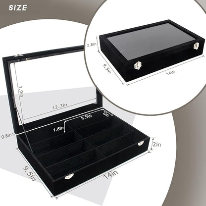 KLOUD City Velvet Sunglasses Organizer, Glasses Storage Box Sunglasses Storage Holder Box,Glasses Display Case with 8 Slots