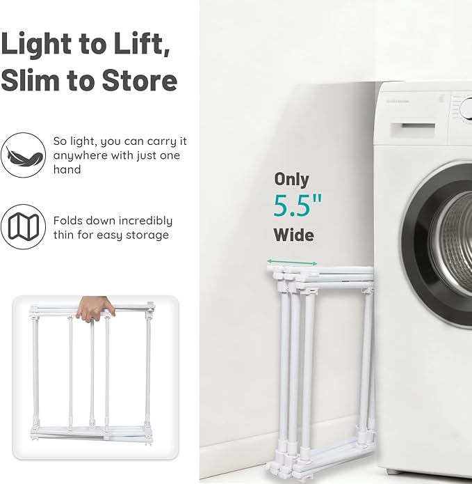 4 Tier Clothes Drying Rack Foldable | Foldable Clothing Drying Rack | Laundry Drying Rack Collapsible for Laundry Room, Dorm, Expandable Sturdy Metal Design | White 29"L x 11.5"W x 53"H