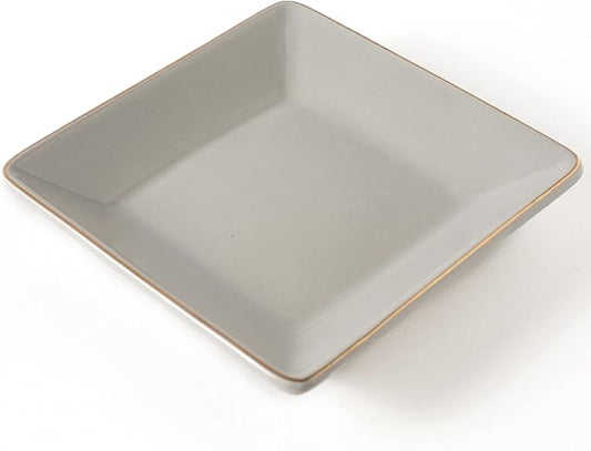 HANKOR Ceramic Jewelry Dish Tray, Decorative Trinket Tray Holder for Ring Earring Key, Gift for Women Girls, 4.7inch, Light Gray