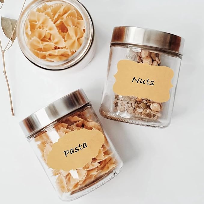 Brown Label Sticker Small Jar Label for Jars and Bottles Pretty Blank Labels Write Kraft Sticker Spice Pantry Label (320pcs)
