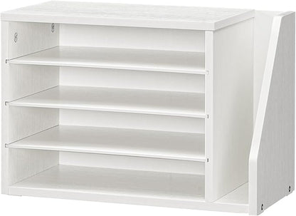 HOOBRO Mail Sorter, Literature Organizer with Adjustable Shelves, Paper Organizer for Office, Home, Wood Countertop File Holders, Mails, Magazines, White WT41WF01