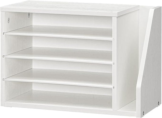 HOOBRO Mail Sorter, Literature Organizer with Adjustable Shelves, Paper Organizer for Office, Home, Wood Countertop File Holders, Mails, Magazines, White WT41WF01
