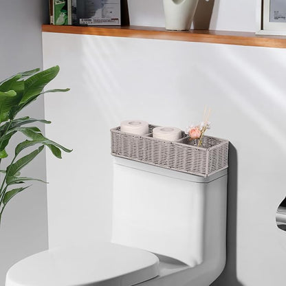 Elegant Toilet Decor Basket: Gray Moisture-resistant Divided - Scandinavian Organizer Resin Wicker 2-Pack