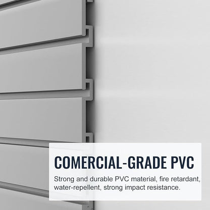 Slatwall Panel Garage Organizer PVC Slatwall Heavy Duty Wall Mounted Rack, Interlocking Slat Wall Panels for Tool Organization Peg Board(Grey 4 x 2 ft)
