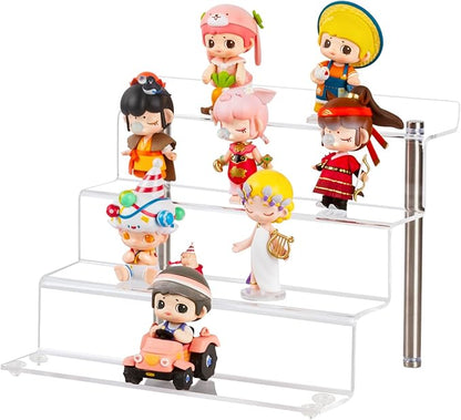 LileZbox 9 x 6 in Acrylic Display Risers Shelf for Pops Figures, 4 Tier Perfume Organizer Stand, Dessert Shelves for Party, Clear Display stand for Decoration and Organizer