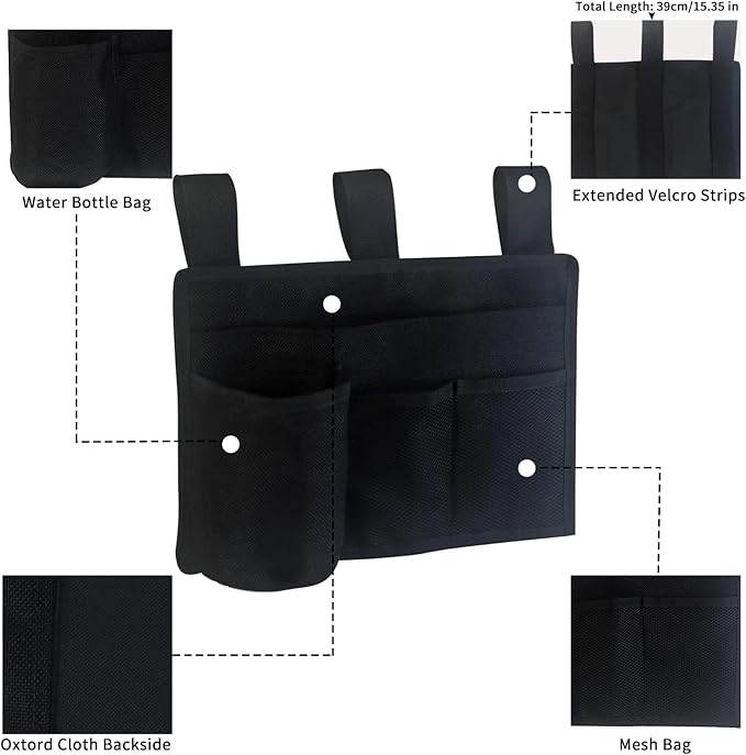 Boczif Bedside Storage Caddy, Bunk Bed Storage Bag, Hanging Bedside Organizer for TV Remote Control, Phones, Tablets, Bedside Pocket for College Dorm Rooms Baby Bed Rails, Hospital, Camp