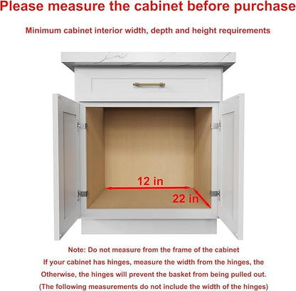 Pull Out Cabinet Organizer,Heavy-Duty Slide Out Shelf, Wood And Wire Basket, Pull Out Drawer for for Kitchen Under Sink Space, Pantry, Bathroom (11 * 21 WM)