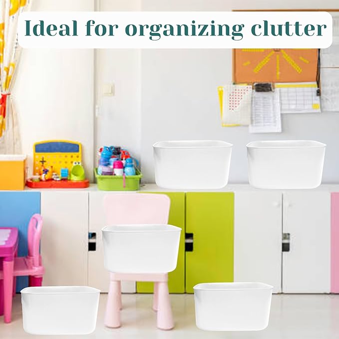 13 Pcs Plastic Storage Bins White Storage Bin Organizer Baskets Small Storage Containers for Pantry Home Kitchen (10 x 7 x 6 Inch)