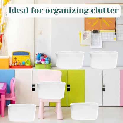 13 Pcs Plastic Storage Bins White Storage Bin Organizer Baskets Small Storage Containers for Pantry Home Kitchen (10 x 7 x 6 Inch)