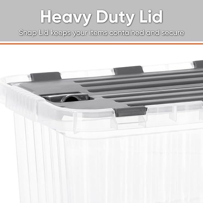 Superio Storage Bins with Lids- Clear Boxes for Organizing, Stackable Plastic Containers- BPA Free, Non-Toxic, Odor Free, Organizer for Home, Office, Dorm, 35 Quart (6 Pack, 20.25"x14"x10.5")