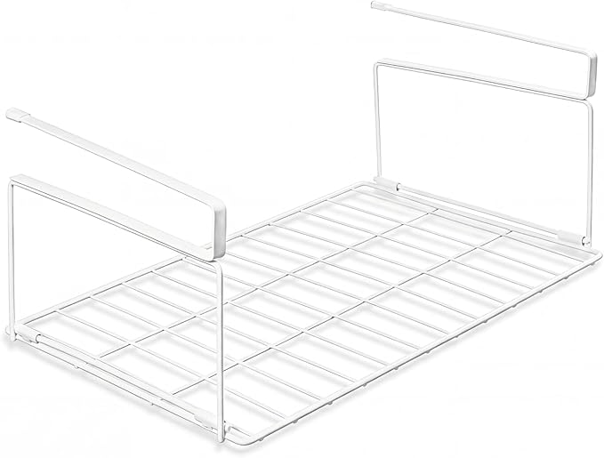 Under Shelf Basket Storage 1 Pack White | Space-Saving with Extra Layer | Lightweight & Quick to Install | Non-Slip | 14.8" D x 8.46" W