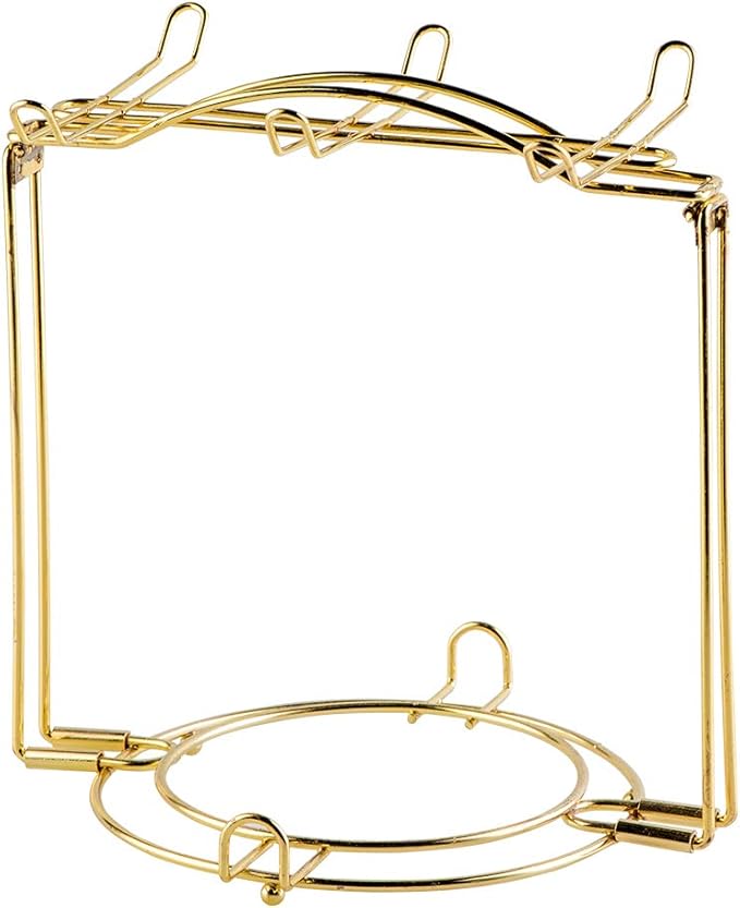 YOLIFE Tea Cup Holder for Countertop, Gold Metal Cup and Saucer Display Stand, Foldable Tea Station Organizer, Espresso Coffee Cups Rack for Home or Bar Decor