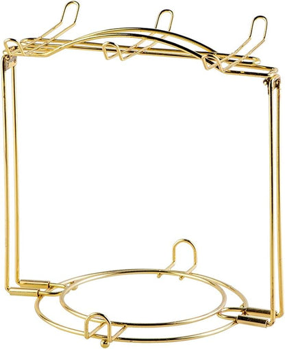 YOLIFE Tea Cup Holder for Countertop, Gold Metal Cup and Saucer Display Stand, Foldable Tea Station Organizer, Espresso Coffee Cups Rack for Home or Bar Decor